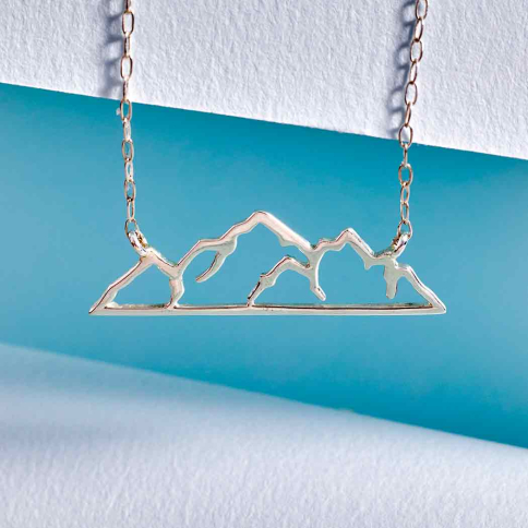 Sterling Silver Openwork Mountain Festoon Necklace