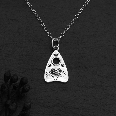 Sterling Silver 18 Inch Ouija Planchette Charm Necklace