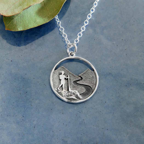 Sterling Silver 18 Inch Hiking Girl Necklace
