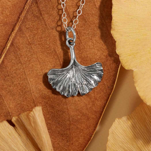 Sterling Silver Ginkgo Necklace