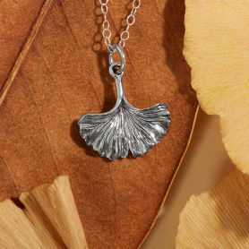 Sterling Silver Ginkgo Leaf Charm Necklace