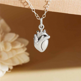 Sterling Silver 3D Anatomical Heart Necklace