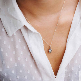 Sterling Silver Small Anatomical Heart Necklace