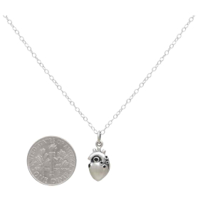 Sterling Silver 3D Anatomical Heart Necklace with Dime