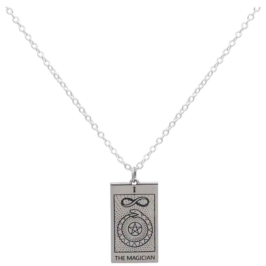 Sterling Silver 18 Inch Magician Tarot Card Necklace
