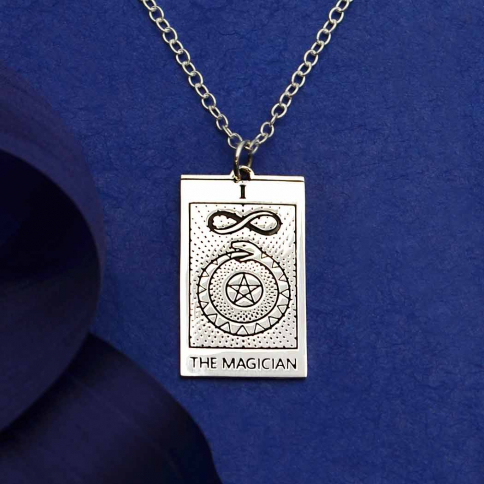 Sterling Silver 18 Inch Magician Tarot Card Necklace