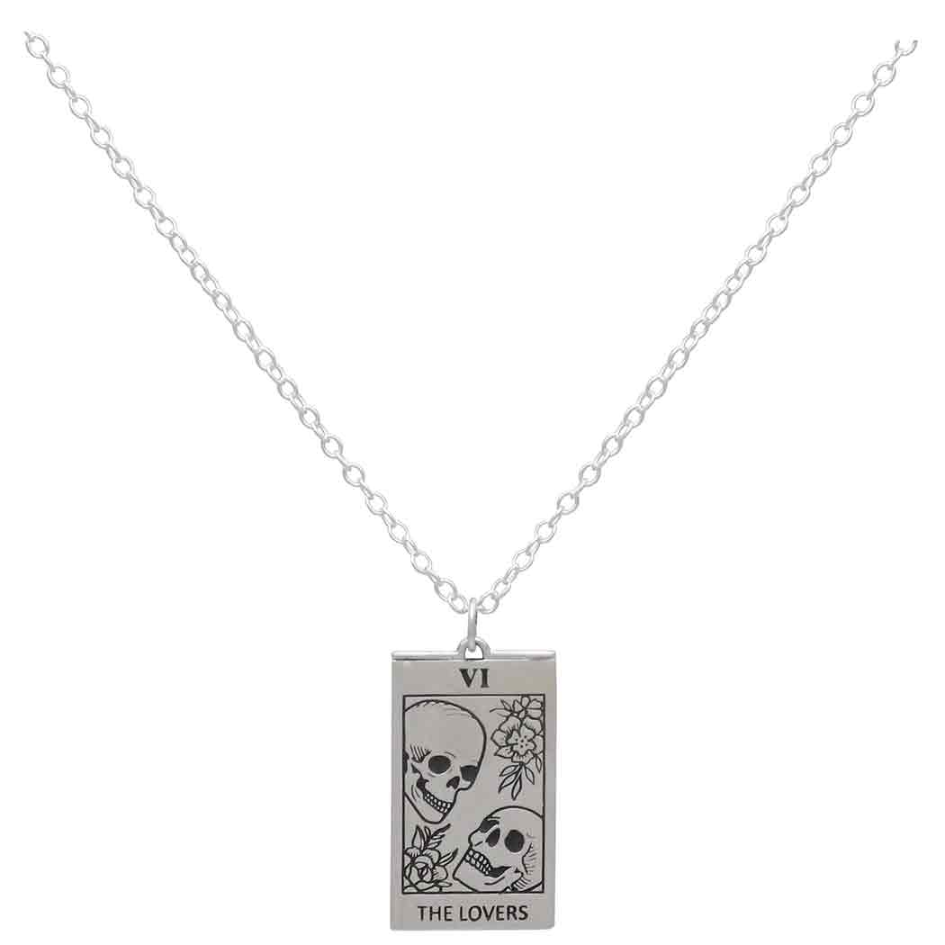 Sterling Silver 18 Inch Lovers Tarot Card Necklace