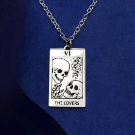 Sterling Silver 18 Inch Lovers Tarot Card Necklace