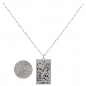 Sterling Silver 18 Inch Lovers Tarot Card Necklace