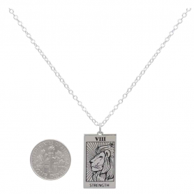 Sterling Silver 18 Inch Strength Tarot Card Necklace