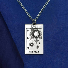 Sterling Silver 18 Inch Star Tarot Card Necklace