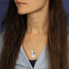 Sterling Silver 18 Inch Star Tarot Card Necklace