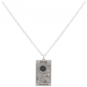 Sterling Silver 18 Inch Moon Tarot Card Necklace