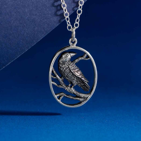 Sterling Silver Raven Necklace