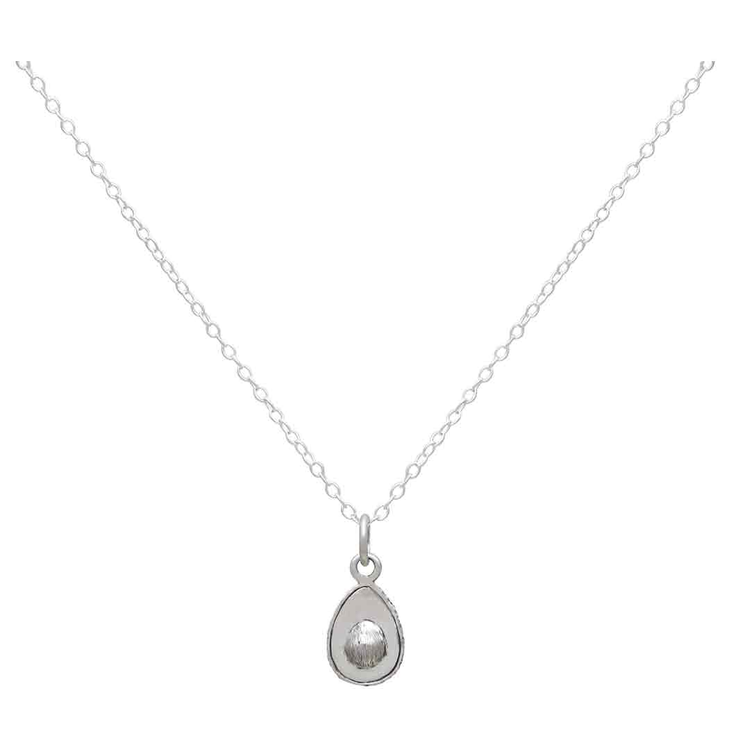 Sterling Silver 18 Inch Avocado Charm Necklace