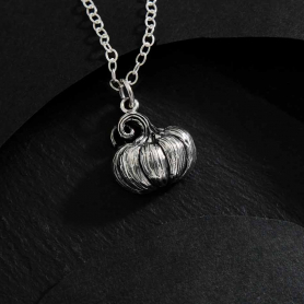 Sterling Silver 18 Inch Pumpkin Charm Necklace