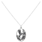 Sterling Silver 18 Inch Flowers and Hummingbird Necklace