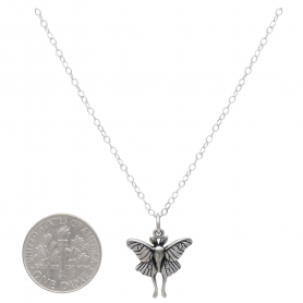 Sterling Silver Luna Moth 18 Inch Charm Necklace