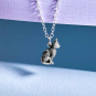 Sterling Silver 3D Cat Pendant Necklace single cat