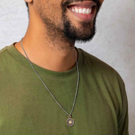 Men's Necklace Bronze Sun on neck