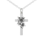 Nina Designs Sterling Silver Cross and Lily Flowers Necklace