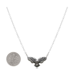 Sterling Silver Flying Owl Festoon Necklace with Dime