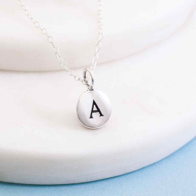 Sterling Silver Letter Charm Necklace - Initial A