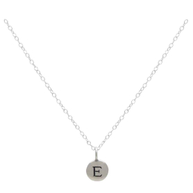 Sterling Silver Letter Charm Necklace - Initial E Front View