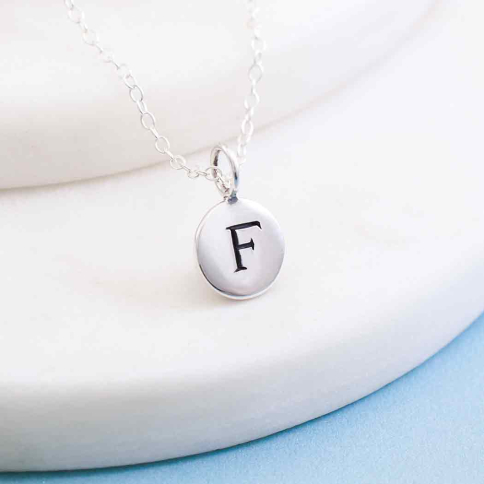 Sterling Silver Letter Charm Necklace - Initial F