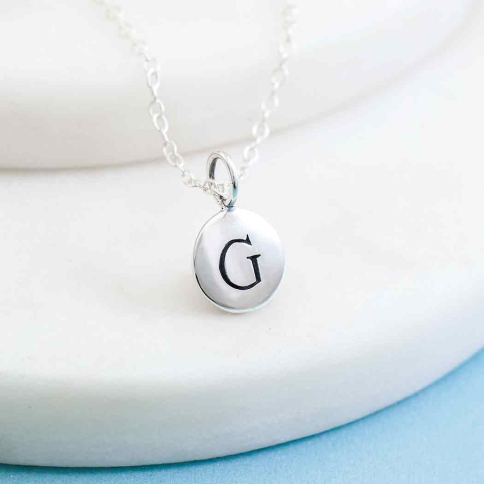 Sterling Silver Letter Charm Necklace - Initial G