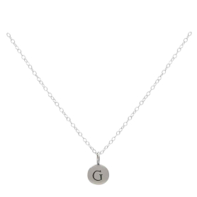 Sterling Silver Letter Charm Necklace - Initial G Front View