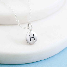 Sterling Silver Letter Charm Necklace - Initial H