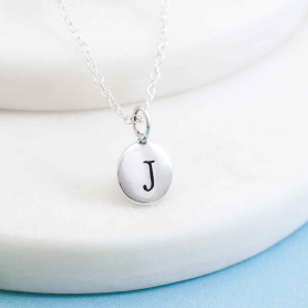 Sterling Silver Letter Charm Necklace - Initial J