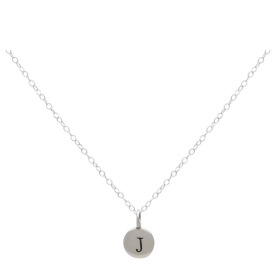 Sterling Silver Letter Charm Necklace - Initial J Front View