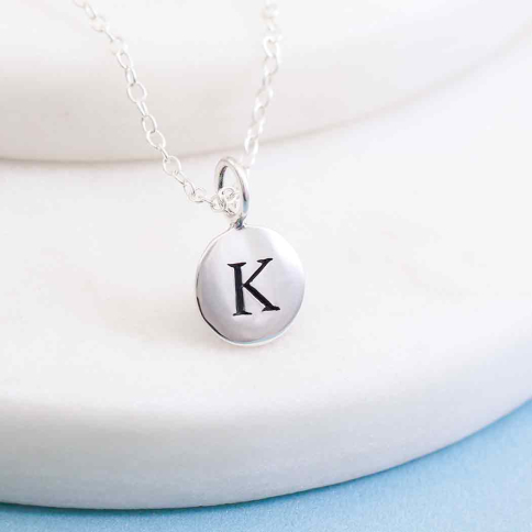 Sterling Silver Letter Charm Necklace - Initial K