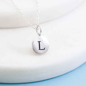 Sterling Silver Letter Charm Necklace - Initial L