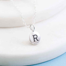 Sterling Silver Letter Charm Necklace - Initial R