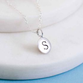 Sterling Silver Letter Charm Necklace - Initial S