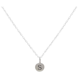 Sterling Silver Letter Charm Necklace - Initial S Front View