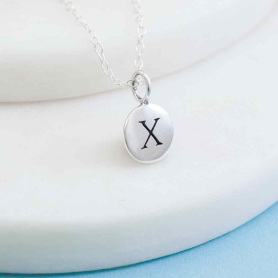 Sterling Silver Letter Charm Necklace - Initial X