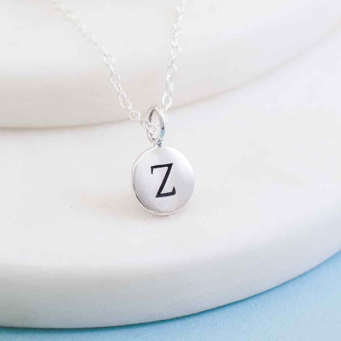 Sterling Silver Letter Charm Necklace - Initial Z