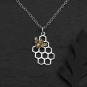 Sterling Silver Honeycomb Necklace with Bronze Bee