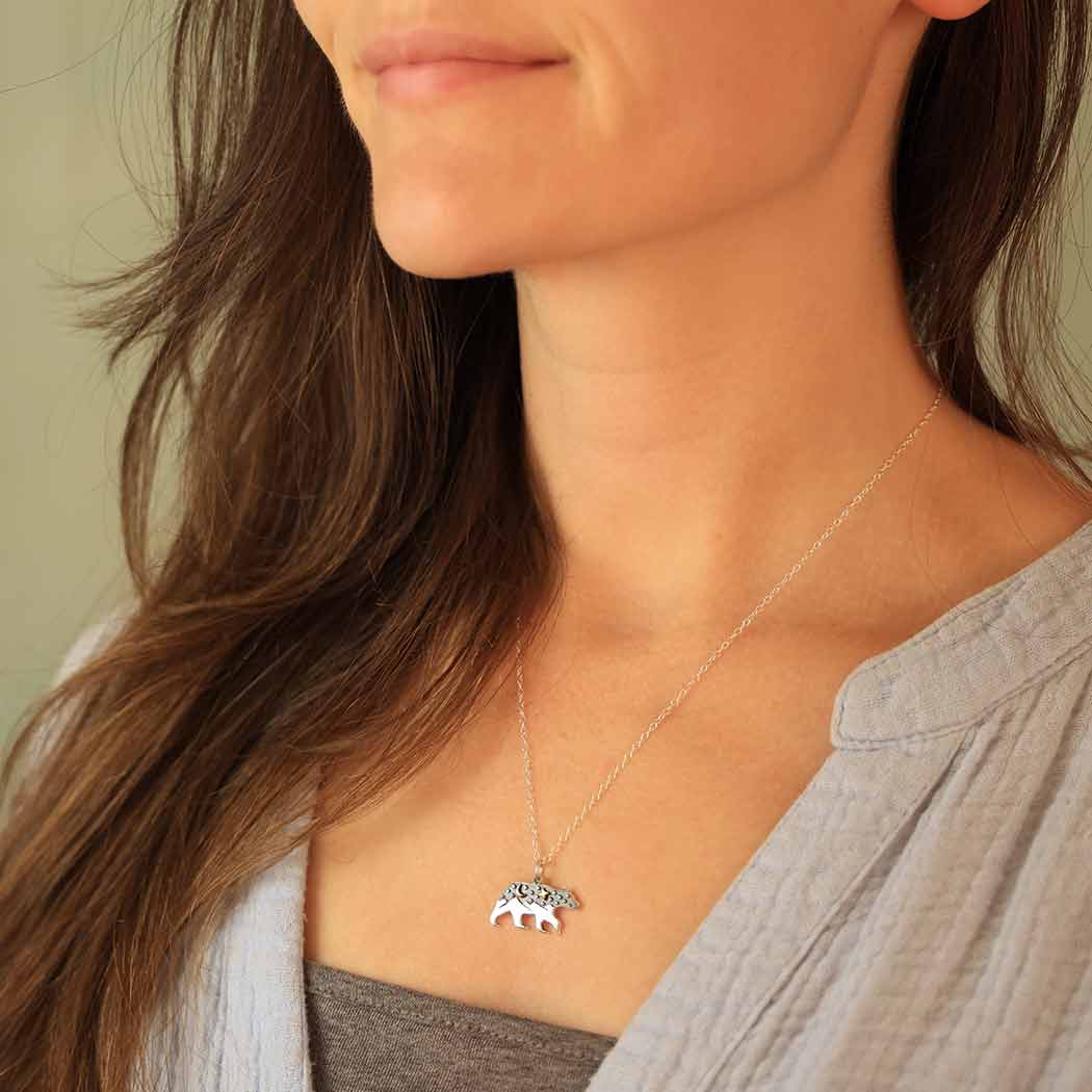 Bear Pendant Necklace in Sterling Silver - Origami Bear | NOVICA