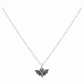 Sterling Silver Mini Bat Necklace Front View