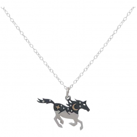 Sterling Silver Horse Necklace with Bronze 18 Inch