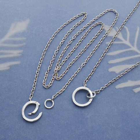 Sterling Silver 13mm Charm Holder Link Necklace 18 inch