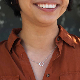 Sterling Silver 13mm Charm Holder Link Necklace 18 inch