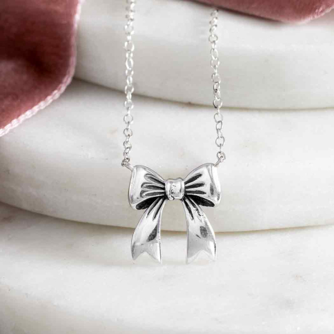 Sterling Silver Bow Festoon Necklace