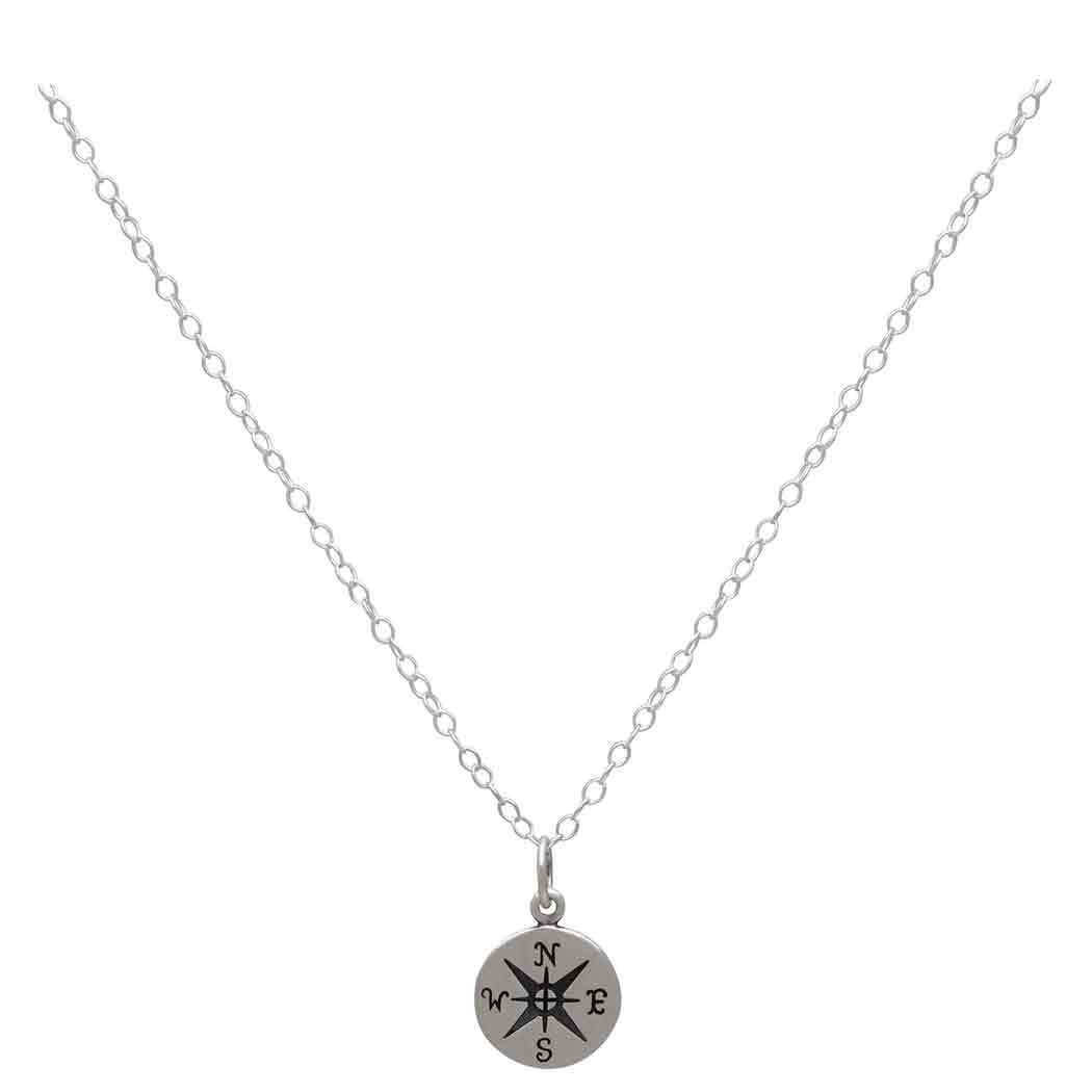 Sterling Silver 18 Inch Compass Necklace