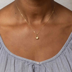 Bronze Nugget Necklace with Gold Fill Chain on model